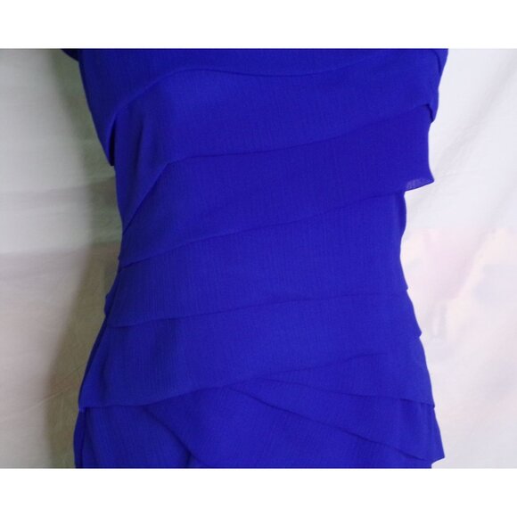 🆕 Adrianna Papell Layered Tiered Chiffon Cap Sleeve Dress 4 Blue - Picture 10 of 11